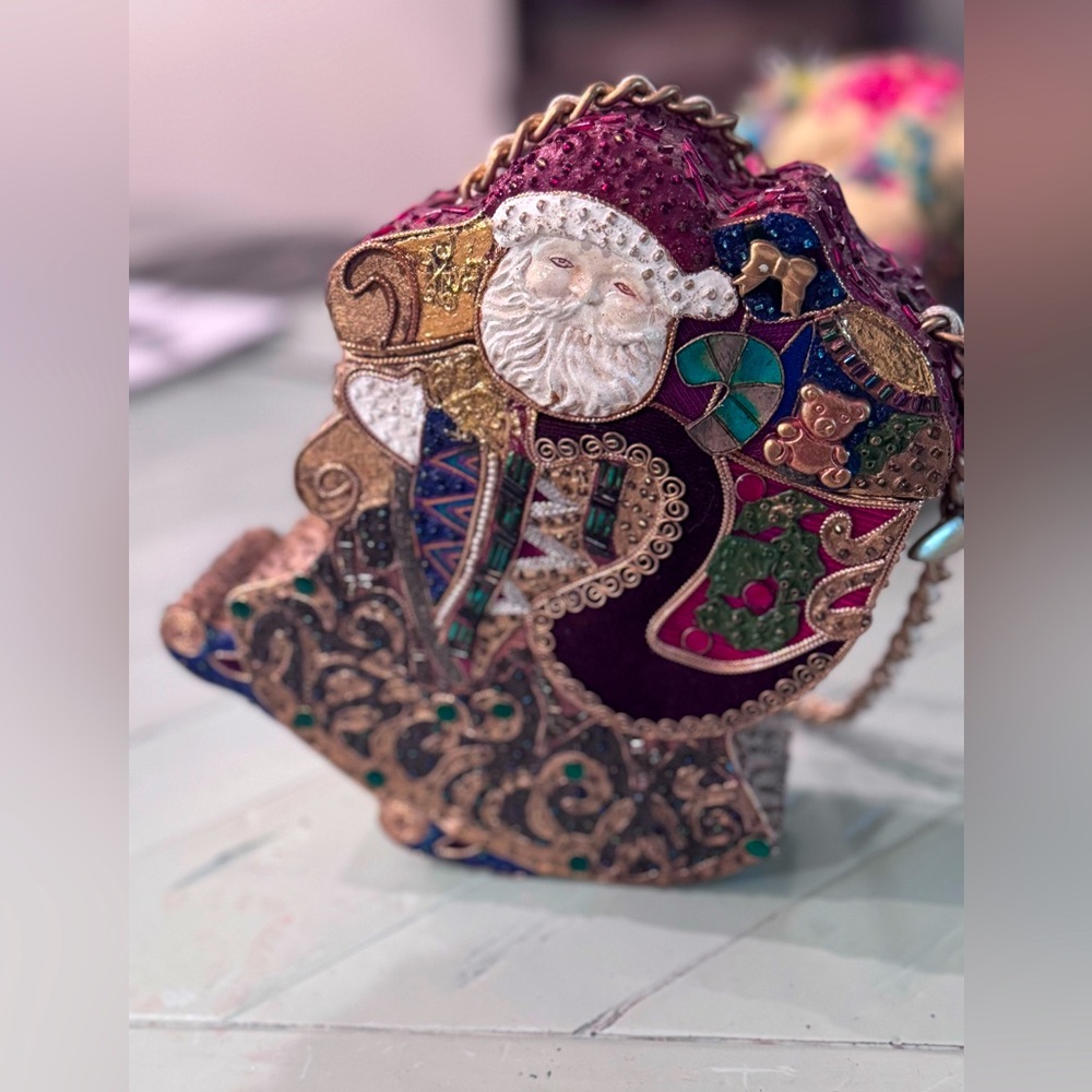 Rare Vintage Mary Frances Santa Bag